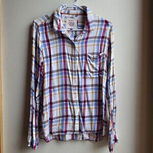 SO Blue/Purple Button Down Super Soft Shirt Size Large